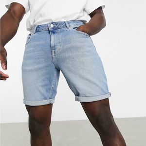 ASOS Design Light Wash Blue Stretch Denim Shorts